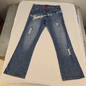 Vintage Y2K Embroidered Bootcut Poca Jeans Womens Size 17 Stretch Denim 34x31
